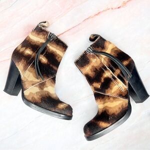 Acne Studios Brown Camo Pony Hair Booties Boots 37 7